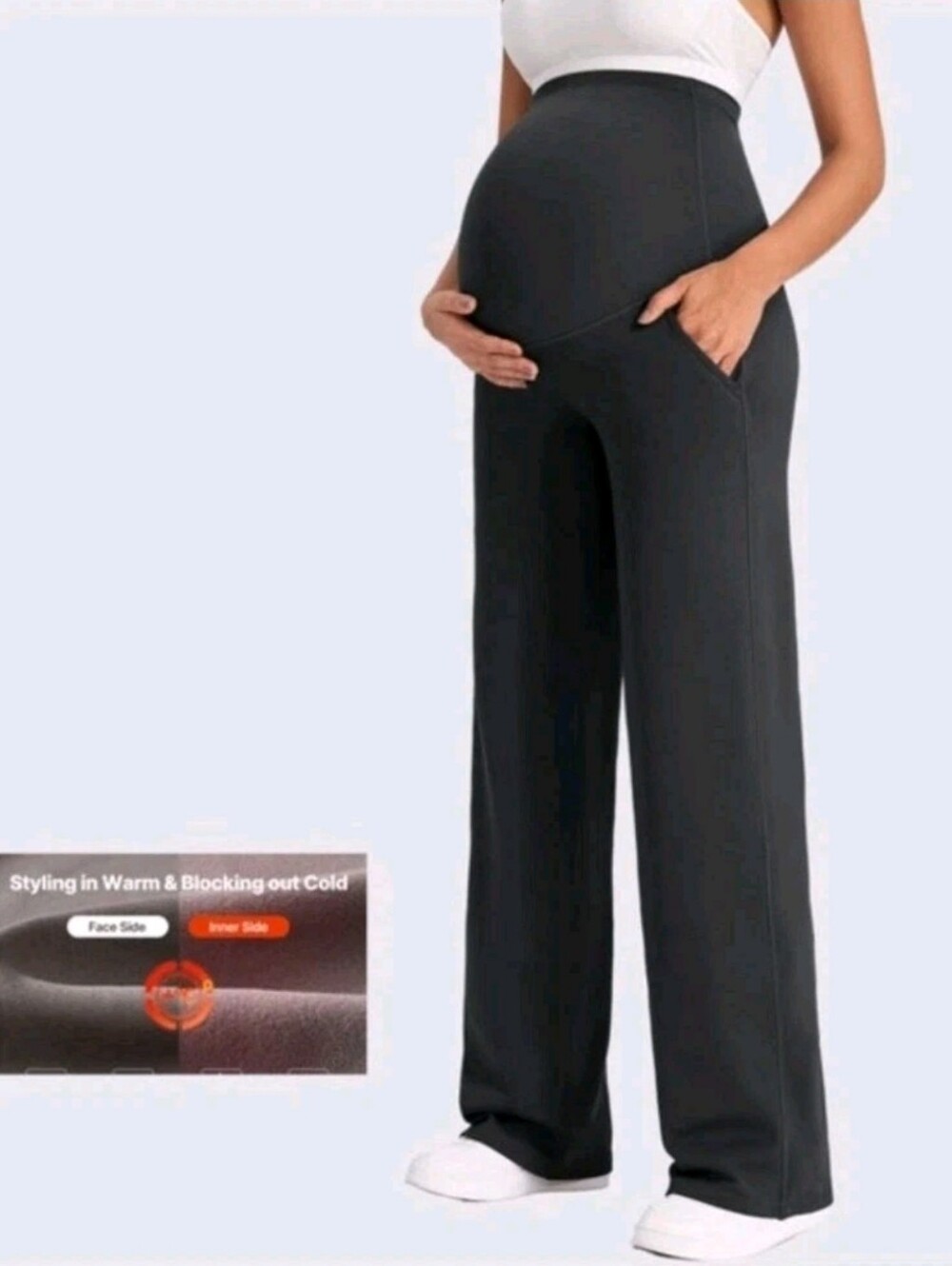 G4Free Maternity Wide Leg Pants Black Size XL (12-14) Over The Belly